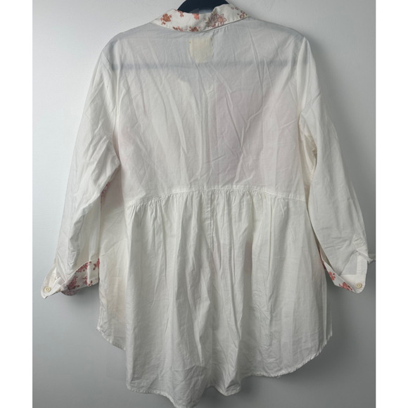 Anthro Maeve M Patchwork Boho Paisley Tunic Button Top 3/4 Slv Cottagecore A49 - Picture 6 of 8